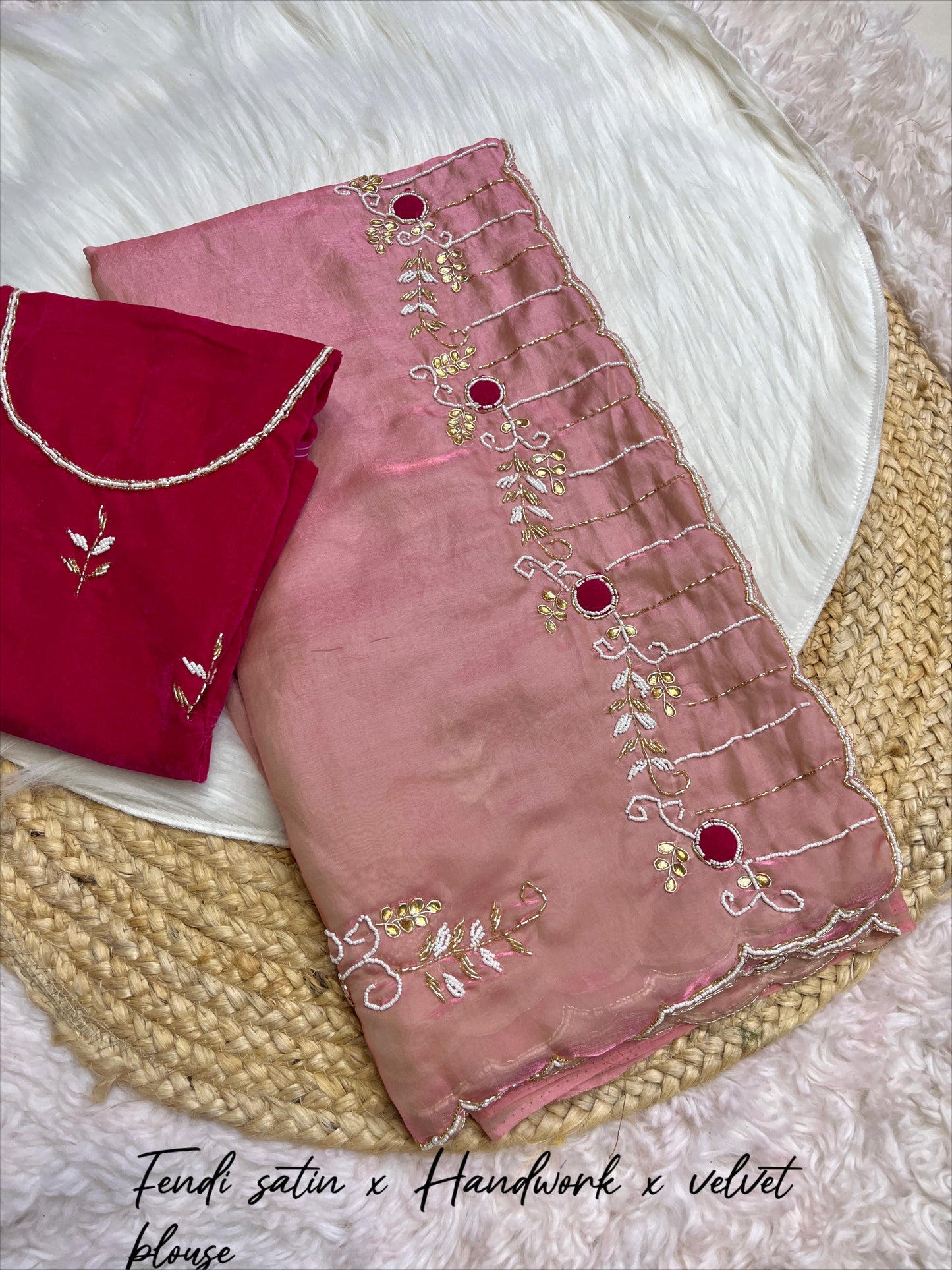 Satin Heavy MotiWork Sarees Budget friendly