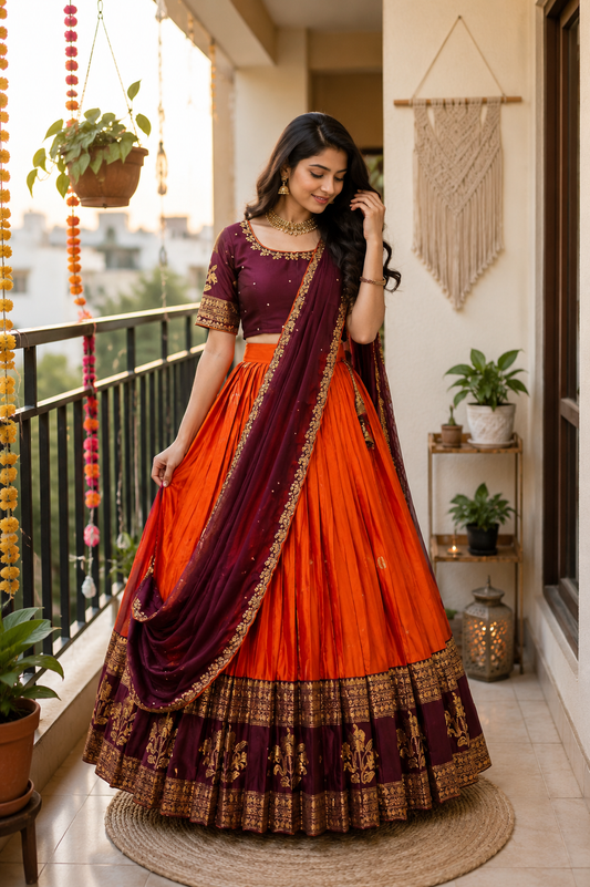 Kanjivaram sravanamasam Designer semiPattu Lehenags