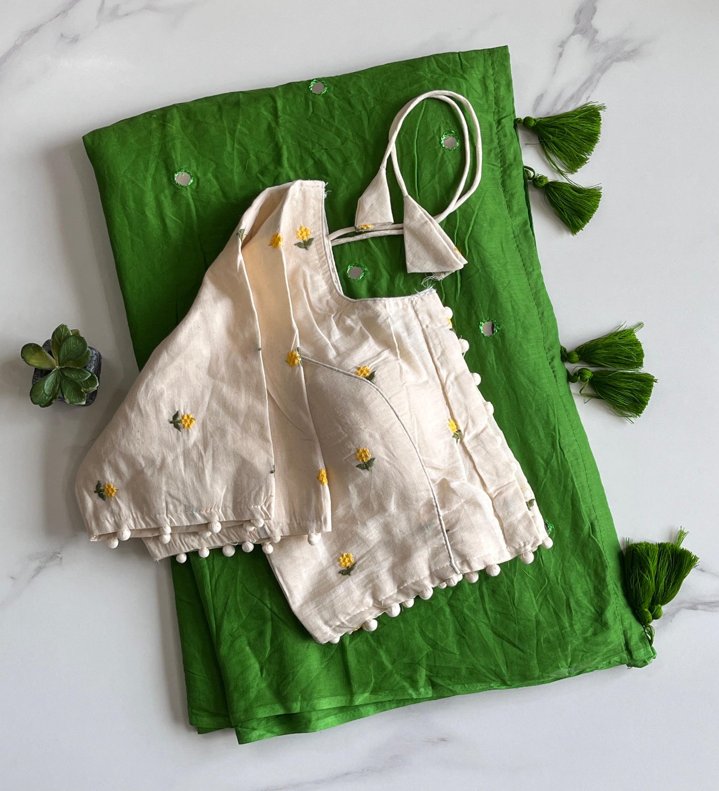 Khadi Cotton Saree with Desginer Stitched Blouse