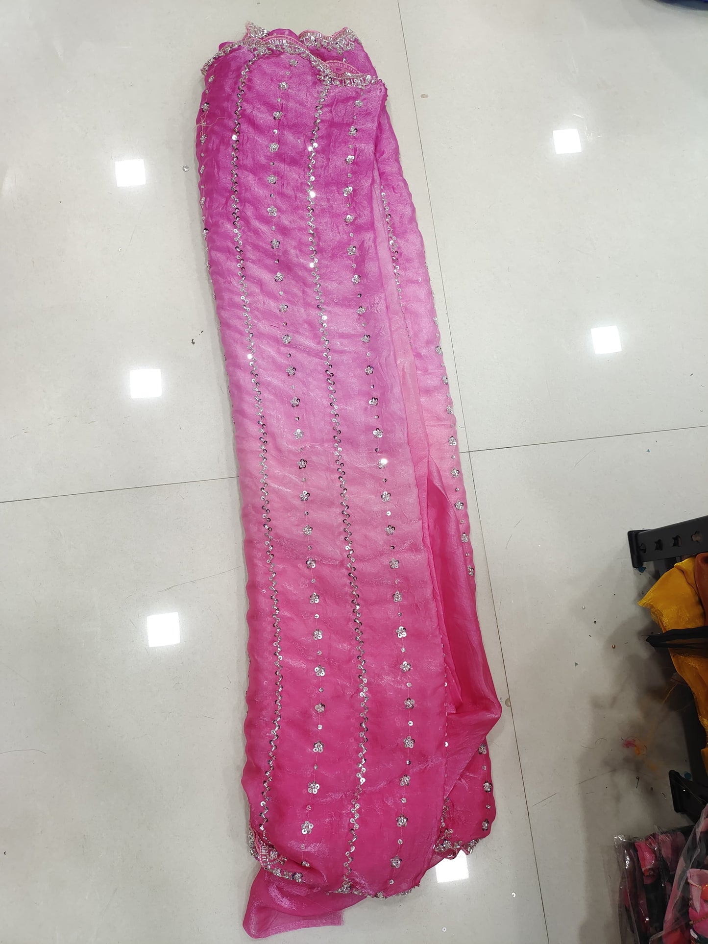 Fandy silk duel shade luxe beads sarees