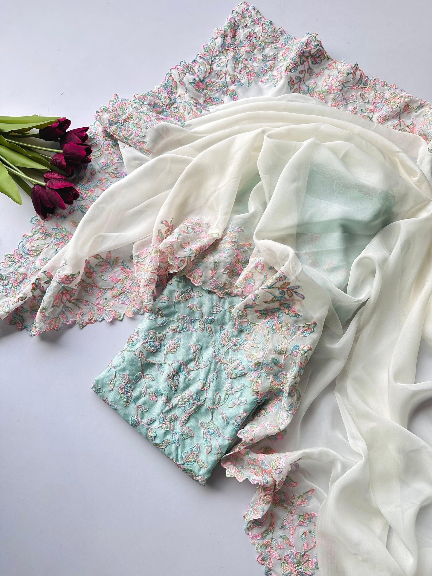 Trendy Saree Multi Colour Thread Work