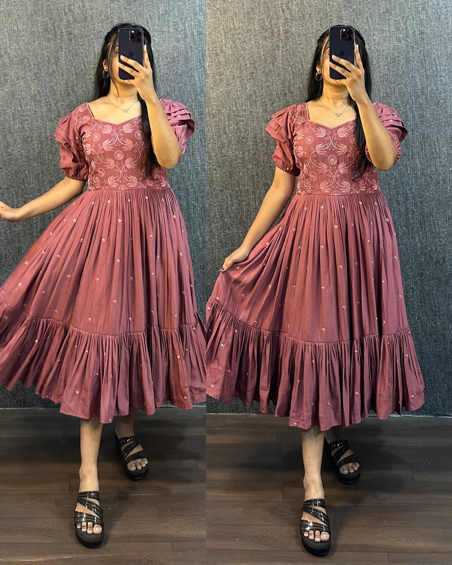 Sundari work gowns with unique style hands