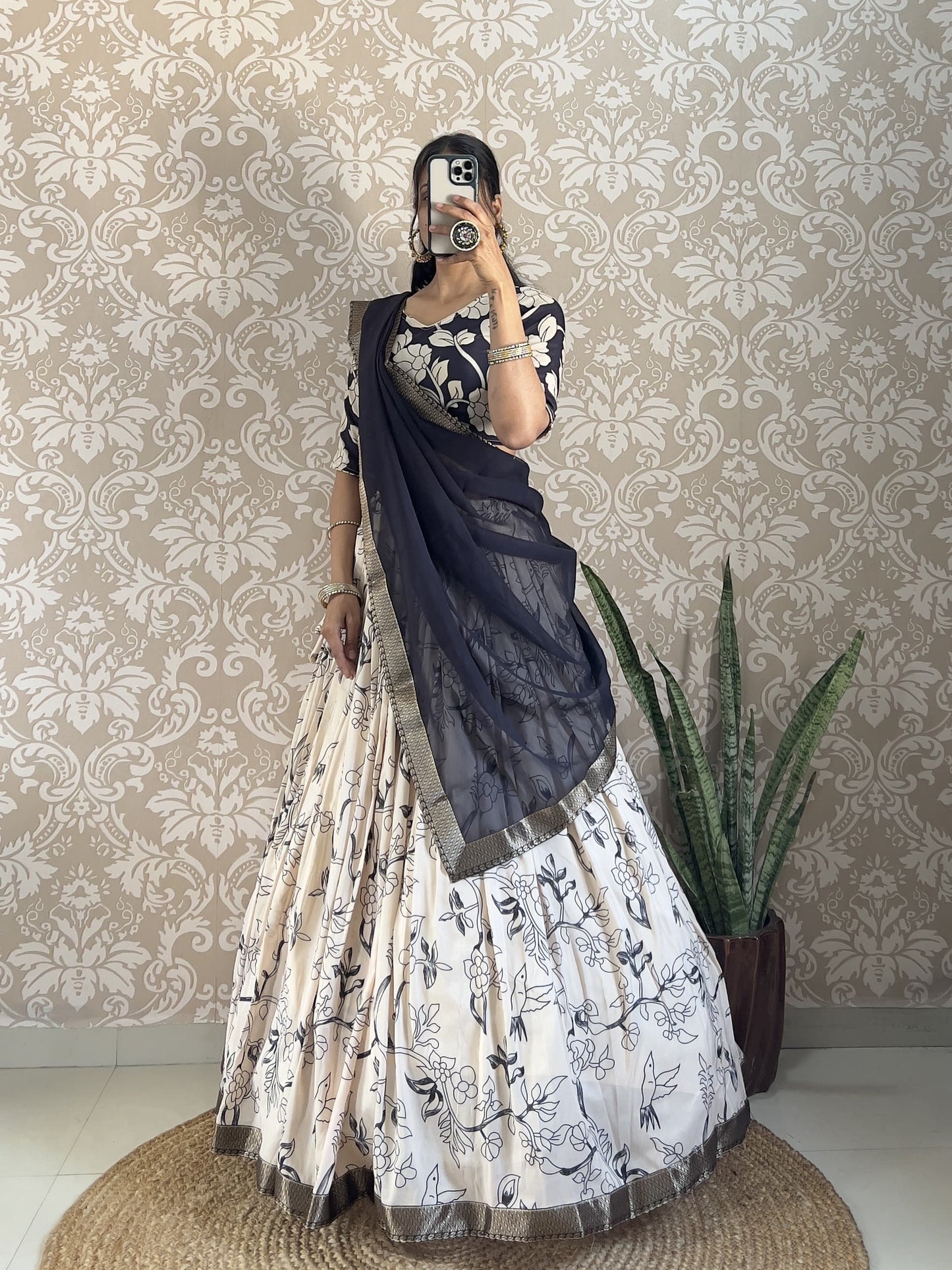 Kalamkari printed fully stitched Lehenga sets