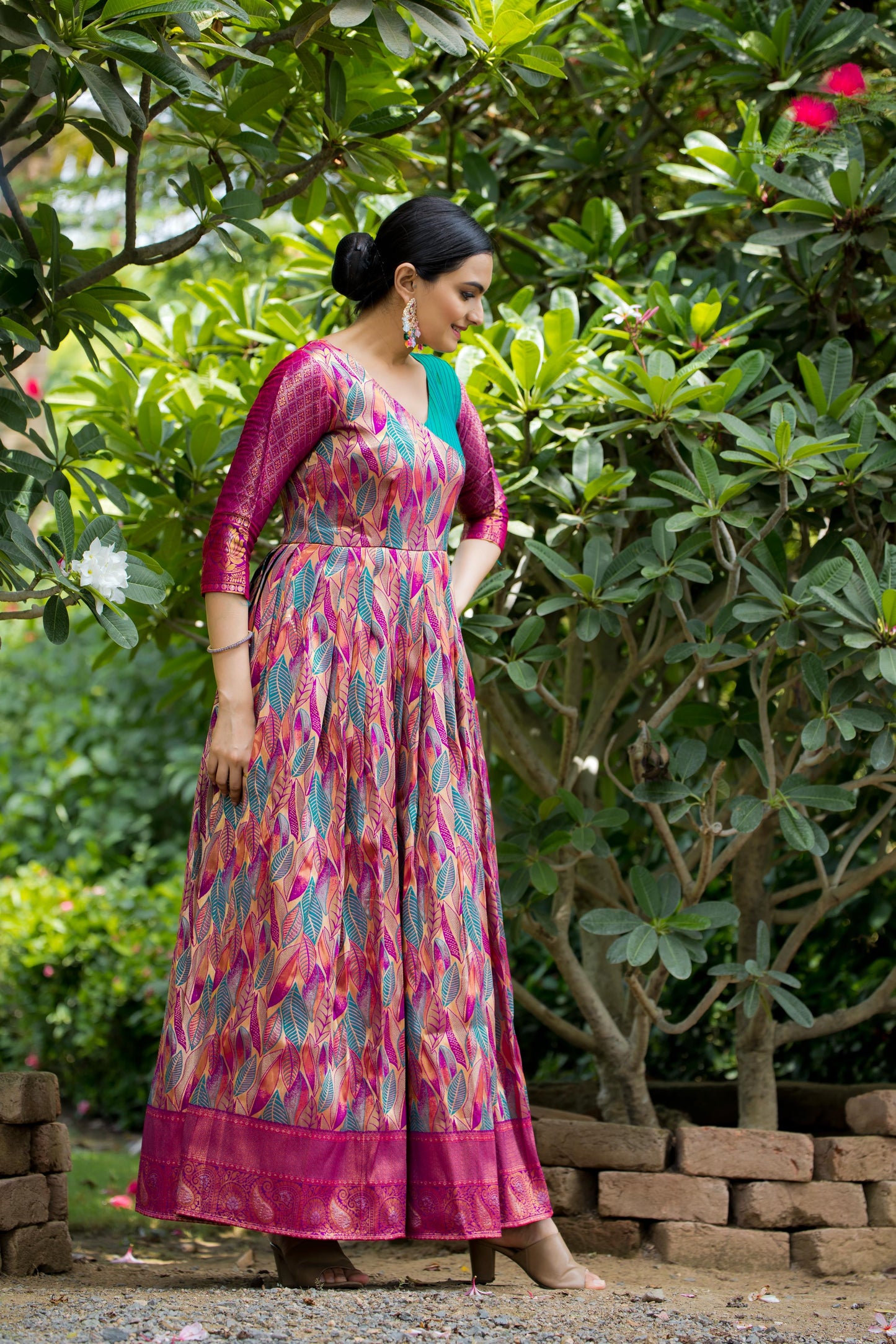 Banarasi Soft silk copper weaving gowns