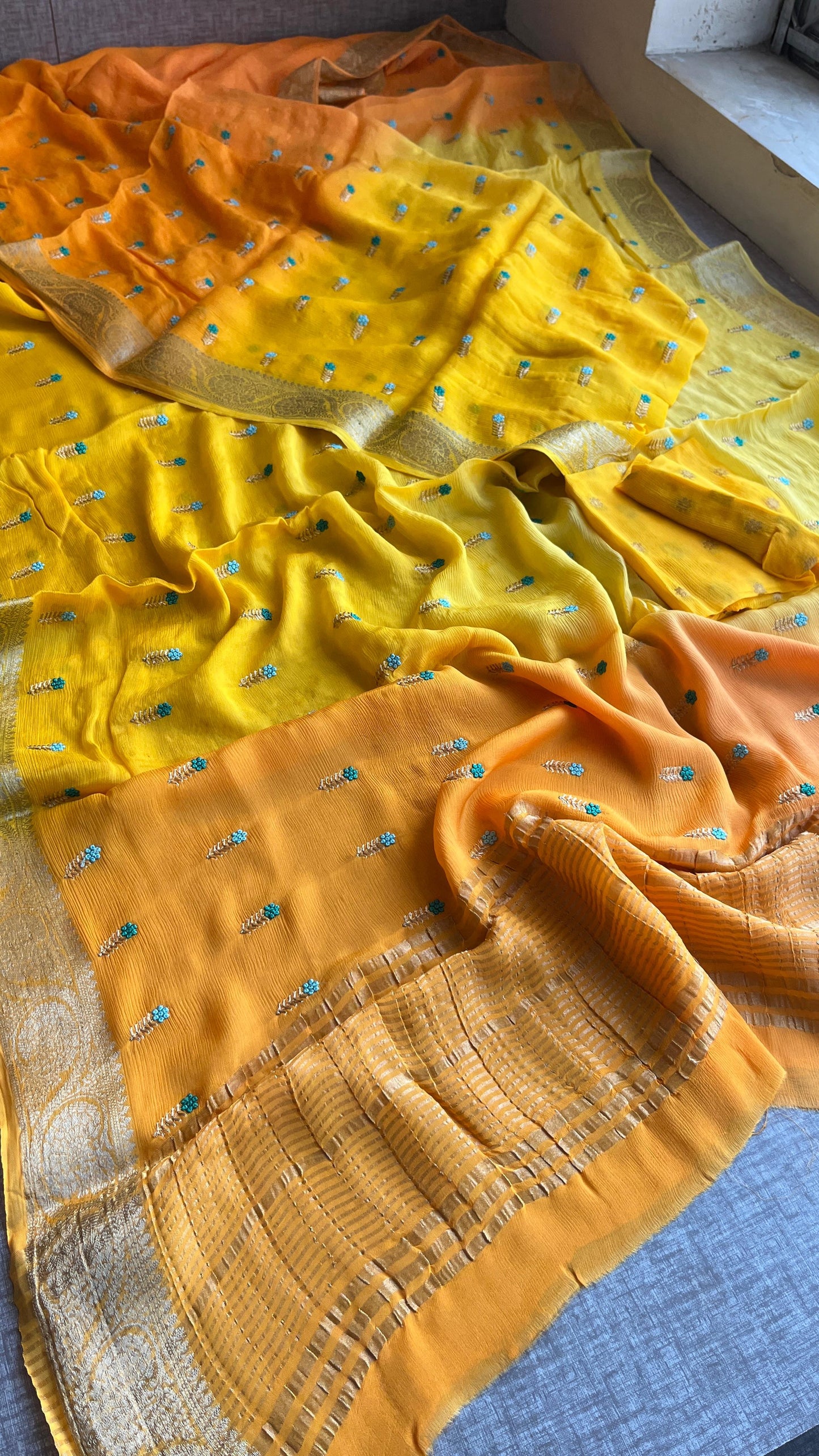 Luxe Pure Chinon Crepe Embroidery sarees