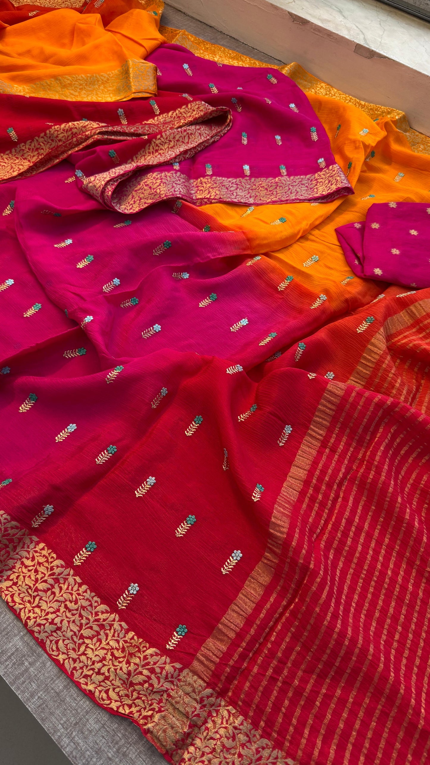 Luxe Pure Chinon Crepe Embroidery sarees