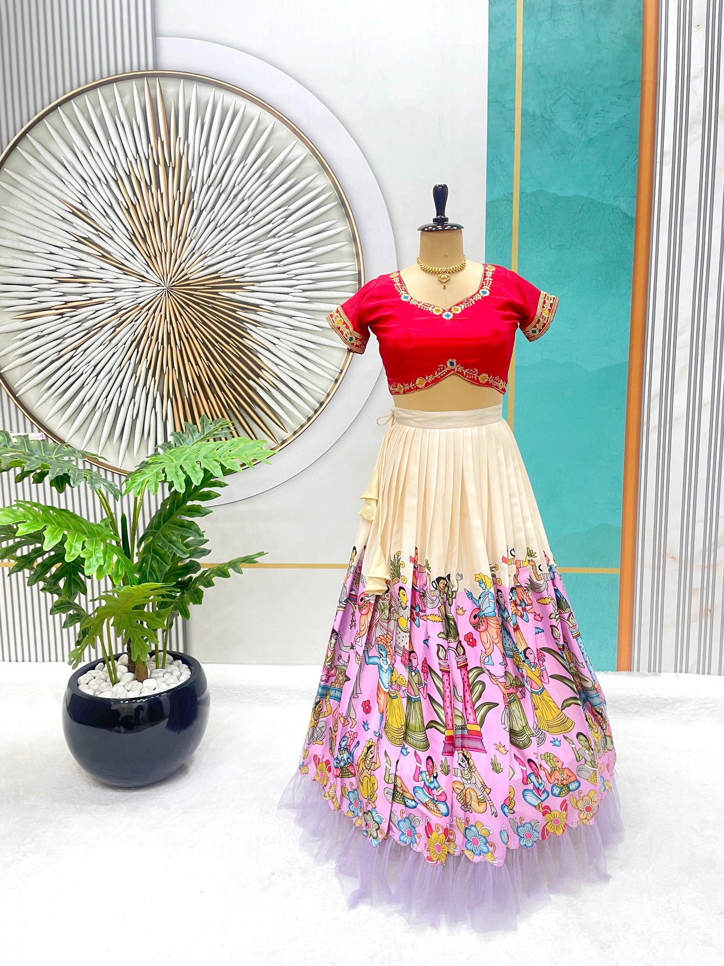 Kalamkari Embroidery Lehenga set