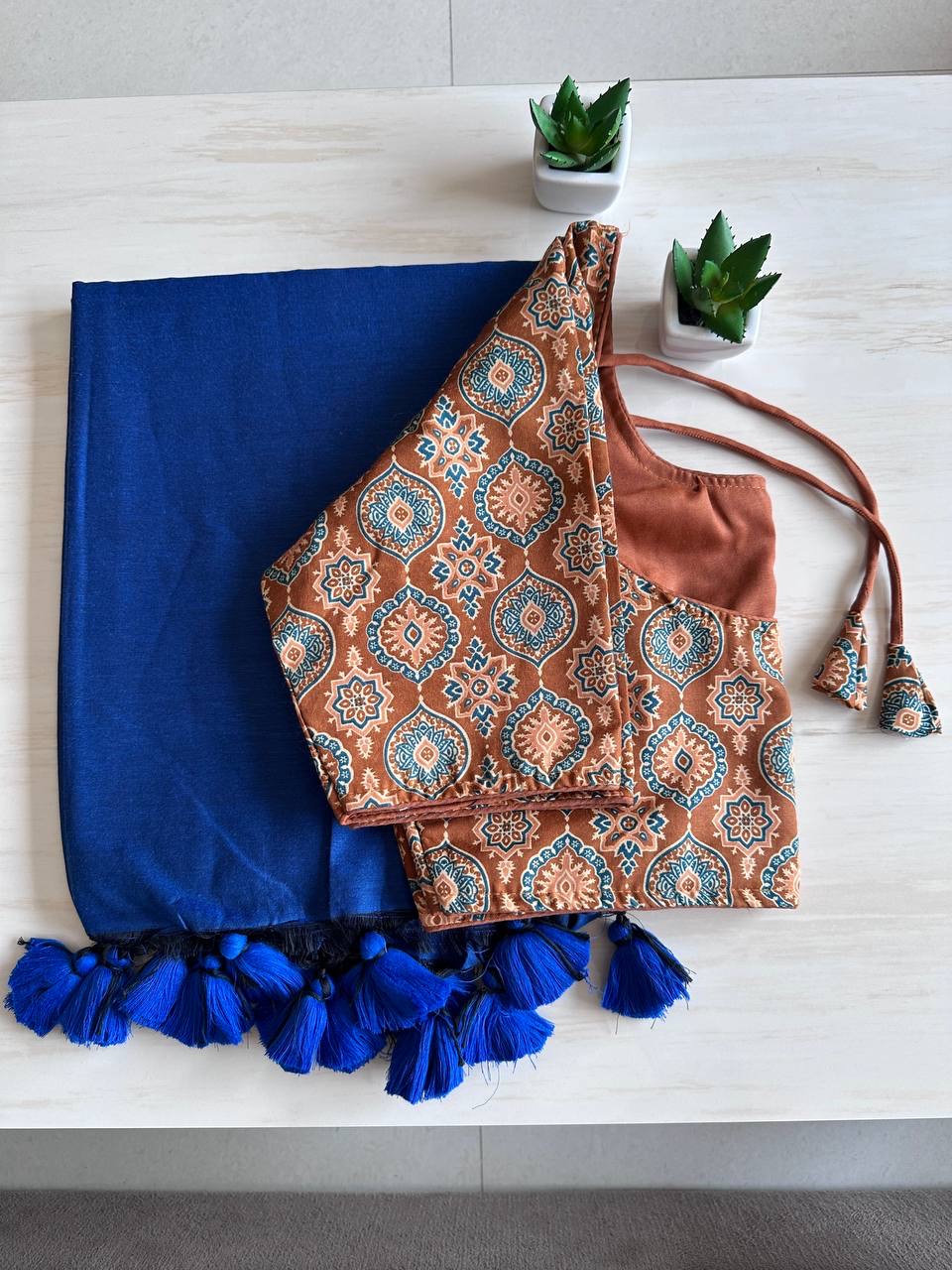 Budget Khadi Cotton with Tassels on Boarder