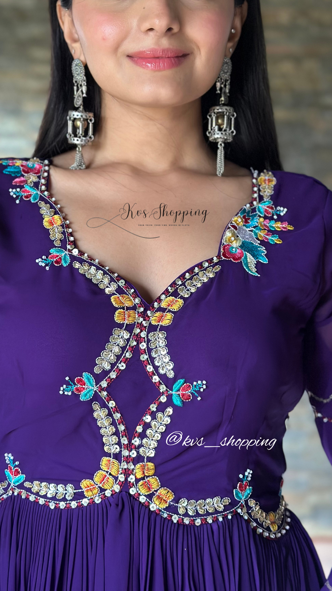 Georgette Colourful embroidery Party Full Gown