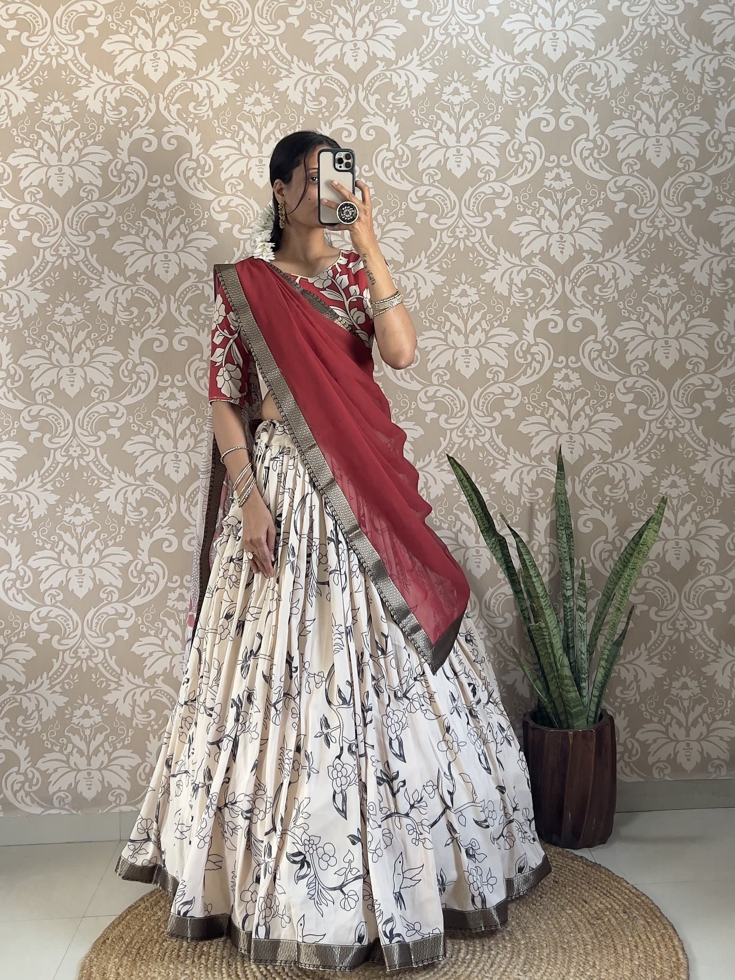 Kalamkari printed fully stitched Lehenga sets