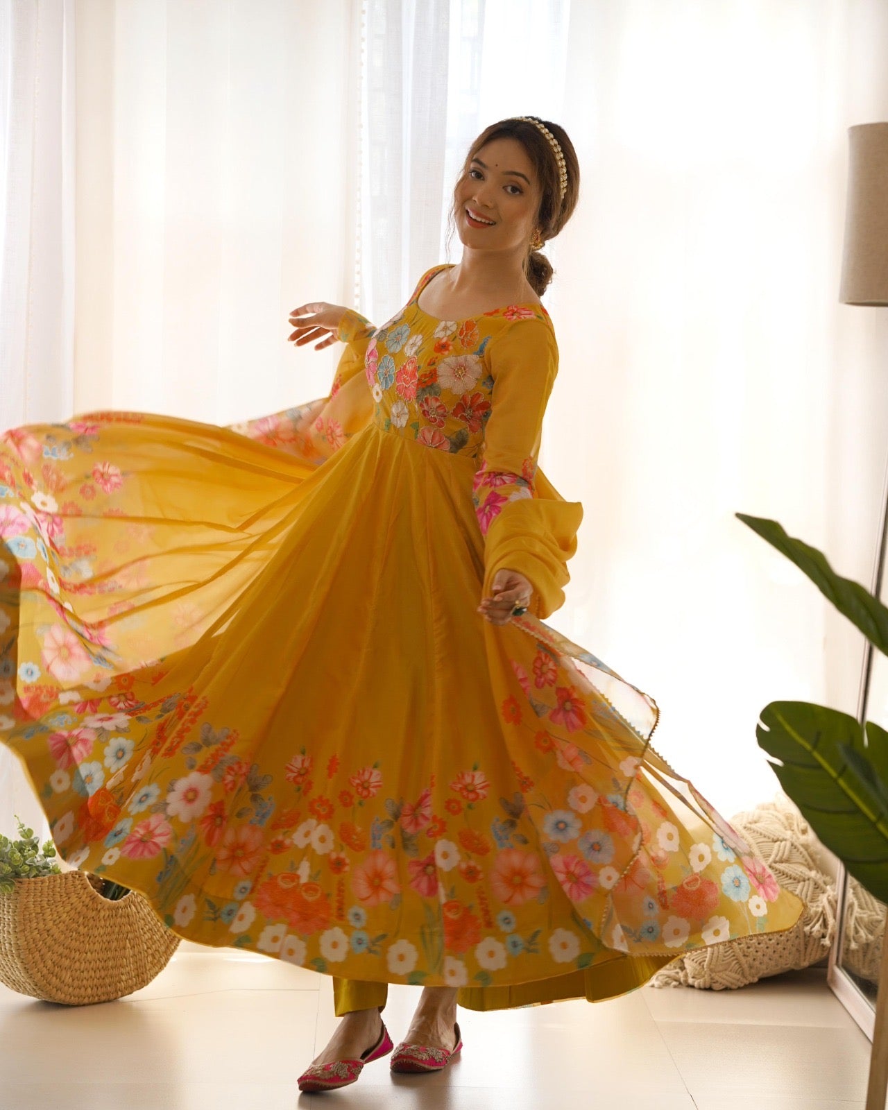Anarkali Gown 3 Pieces Sets Floral Designer