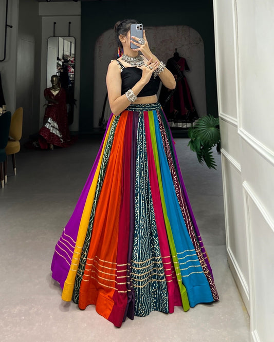 Pure Multi-colour Stitched Lehengas For Women