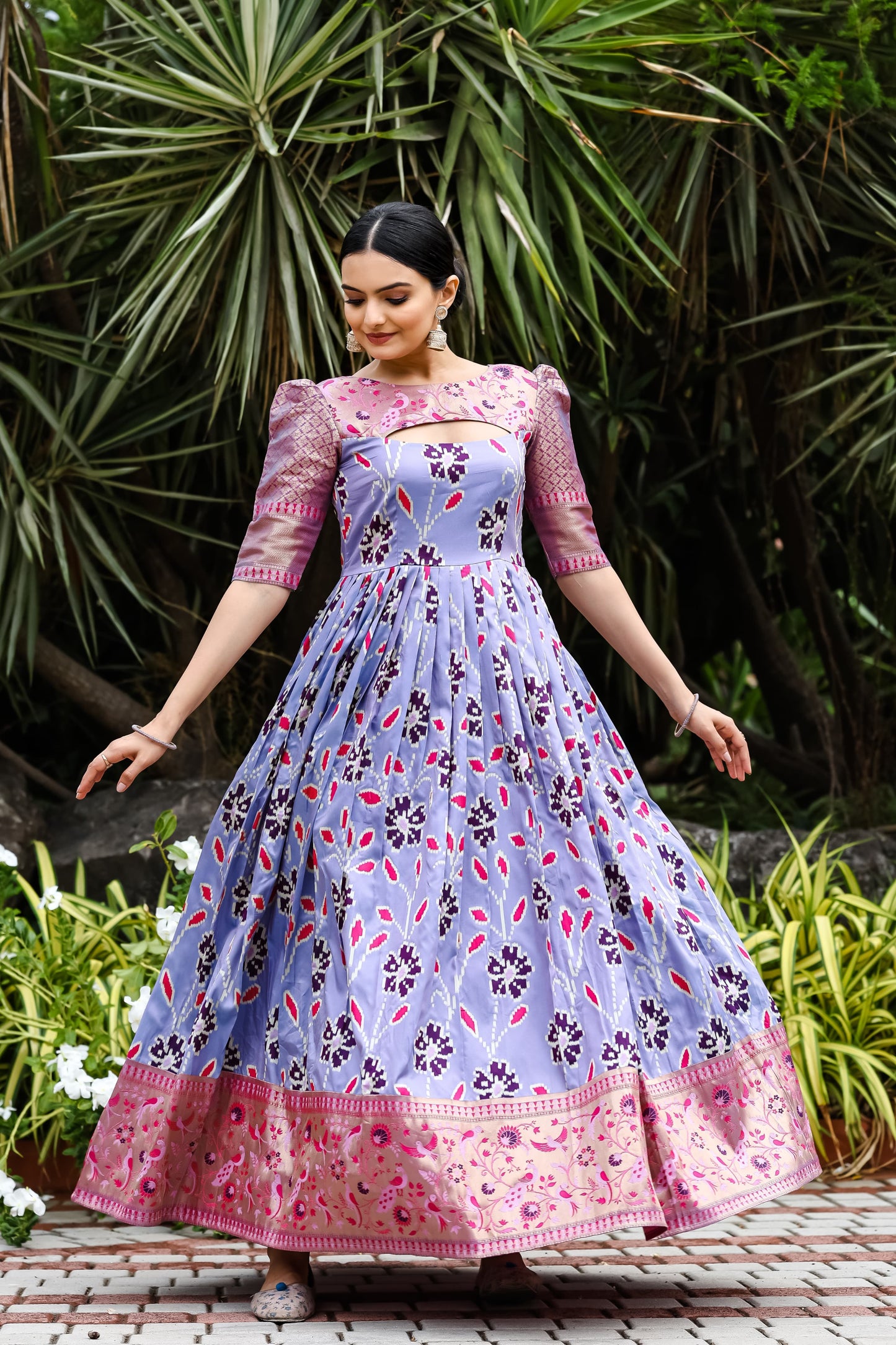 Orange Soft Silk Weaving Gown