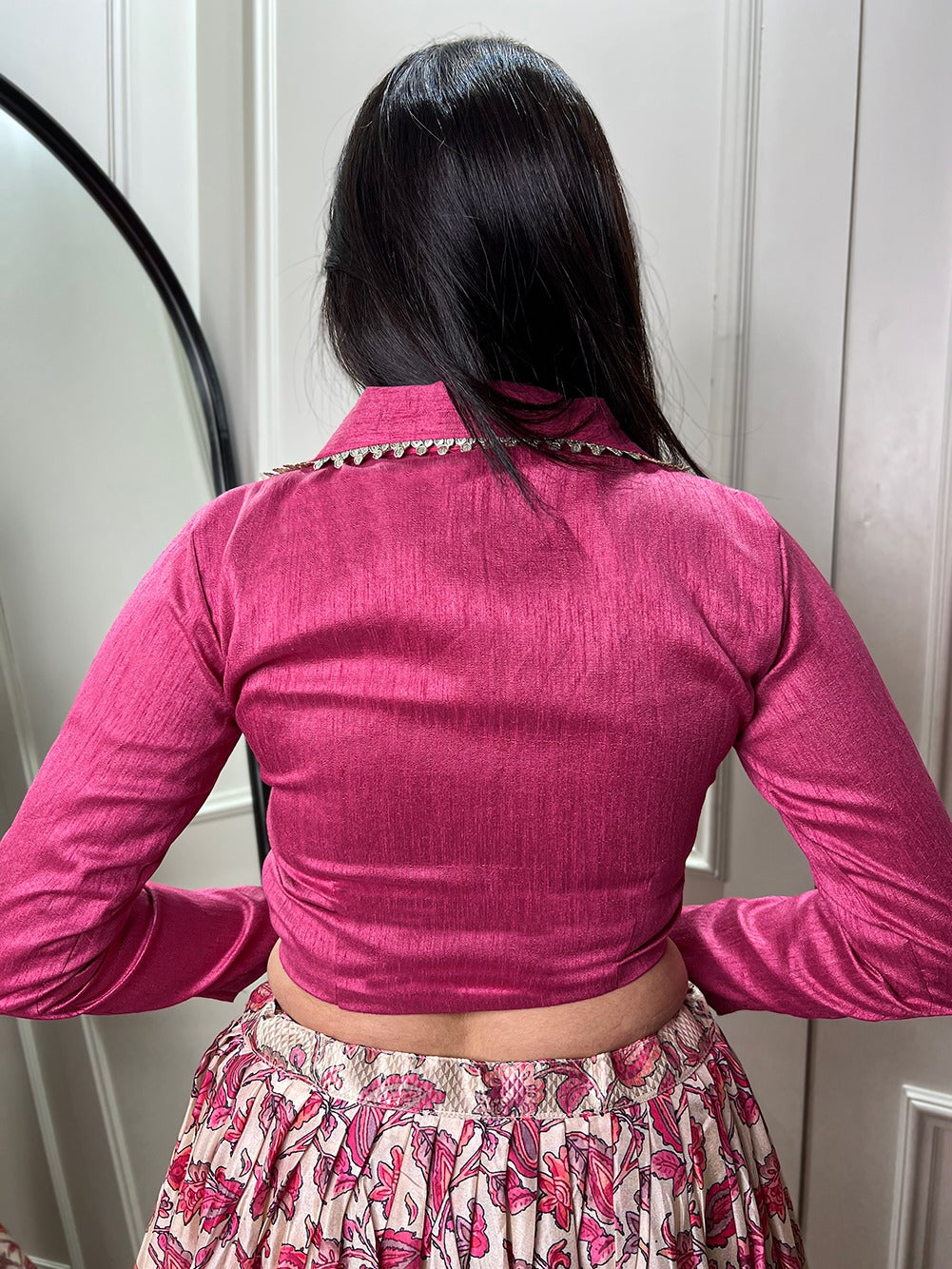 Dola silk Floral Crop Top With Skirt Lehenags