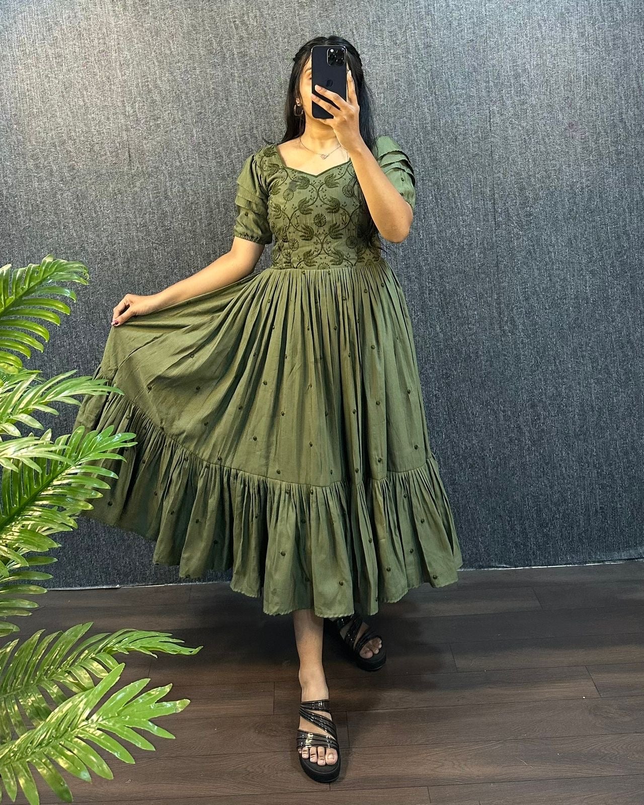 Sundari work gowns with unique style hands