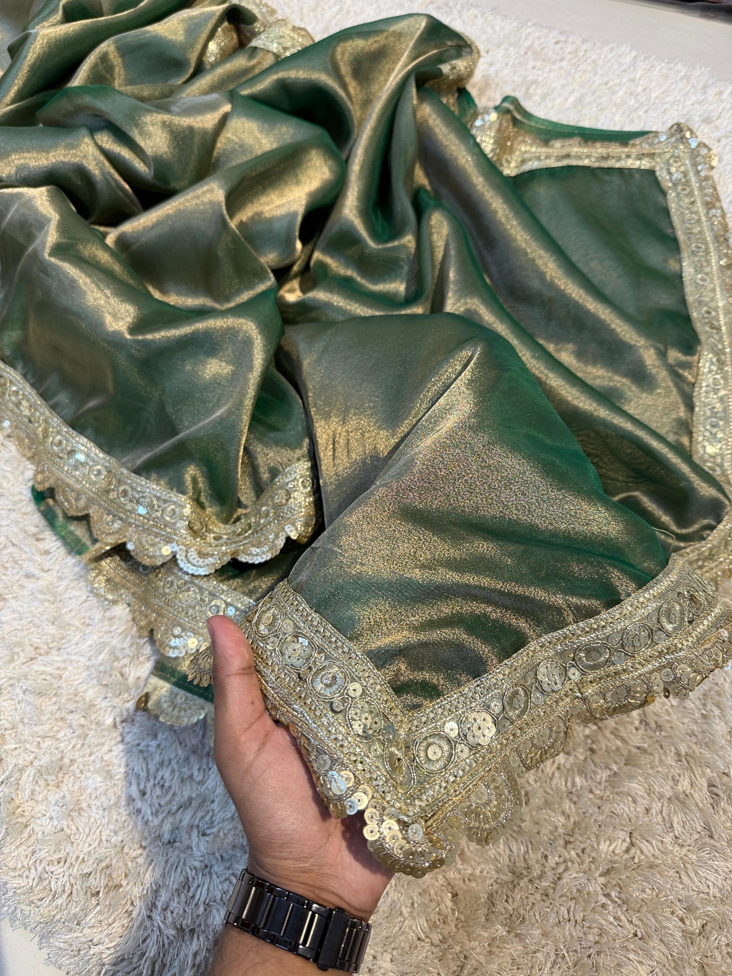Green Soft Tissue Banarasi