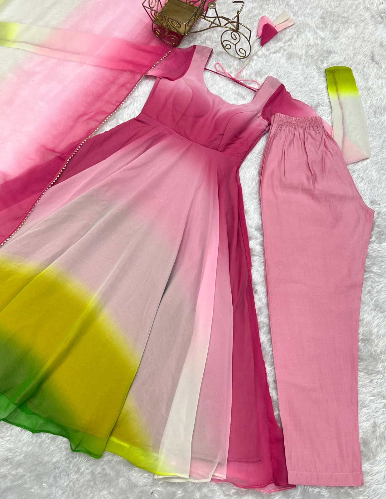 Rainbow Colour Anarkali Gowns