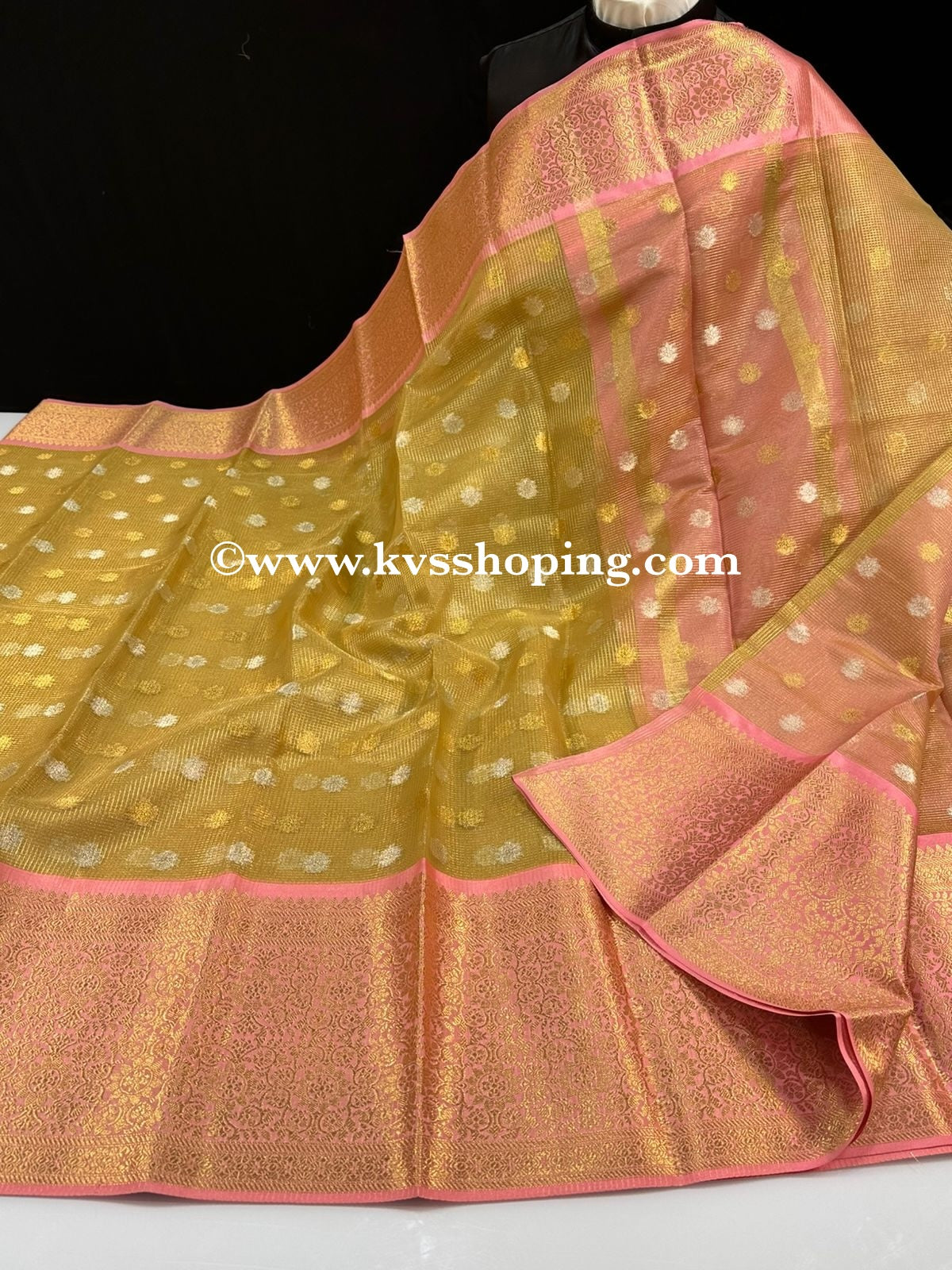 Semi Soft Golden Kota Tissue Budget Sareea (Celebrate inspired)