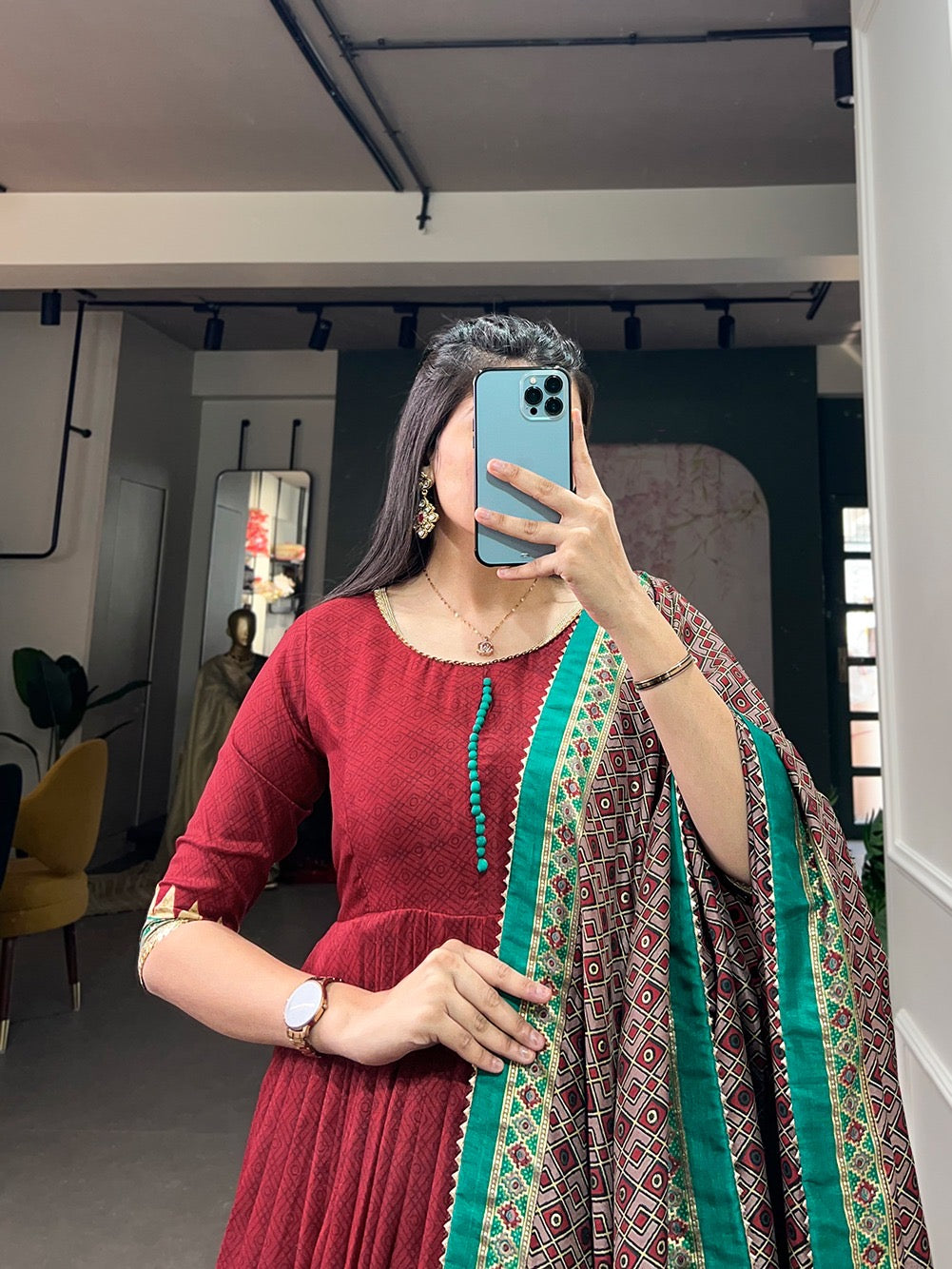 Tussar silk gowns with dupatta