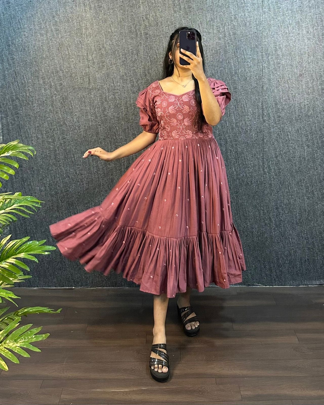Sundari work gowns with unique style hands