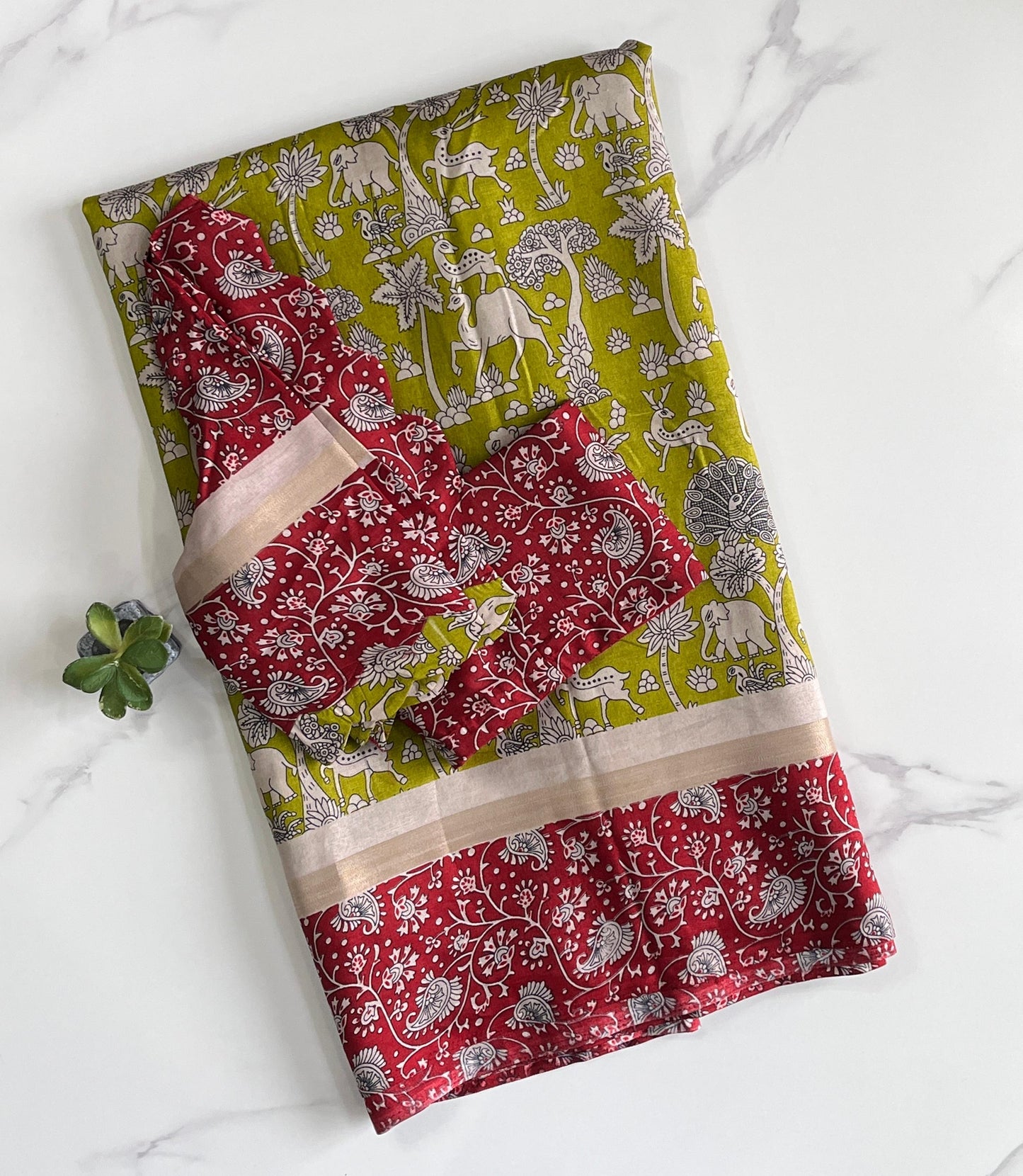 Mangalkari saree with pichwai print on all over the saree