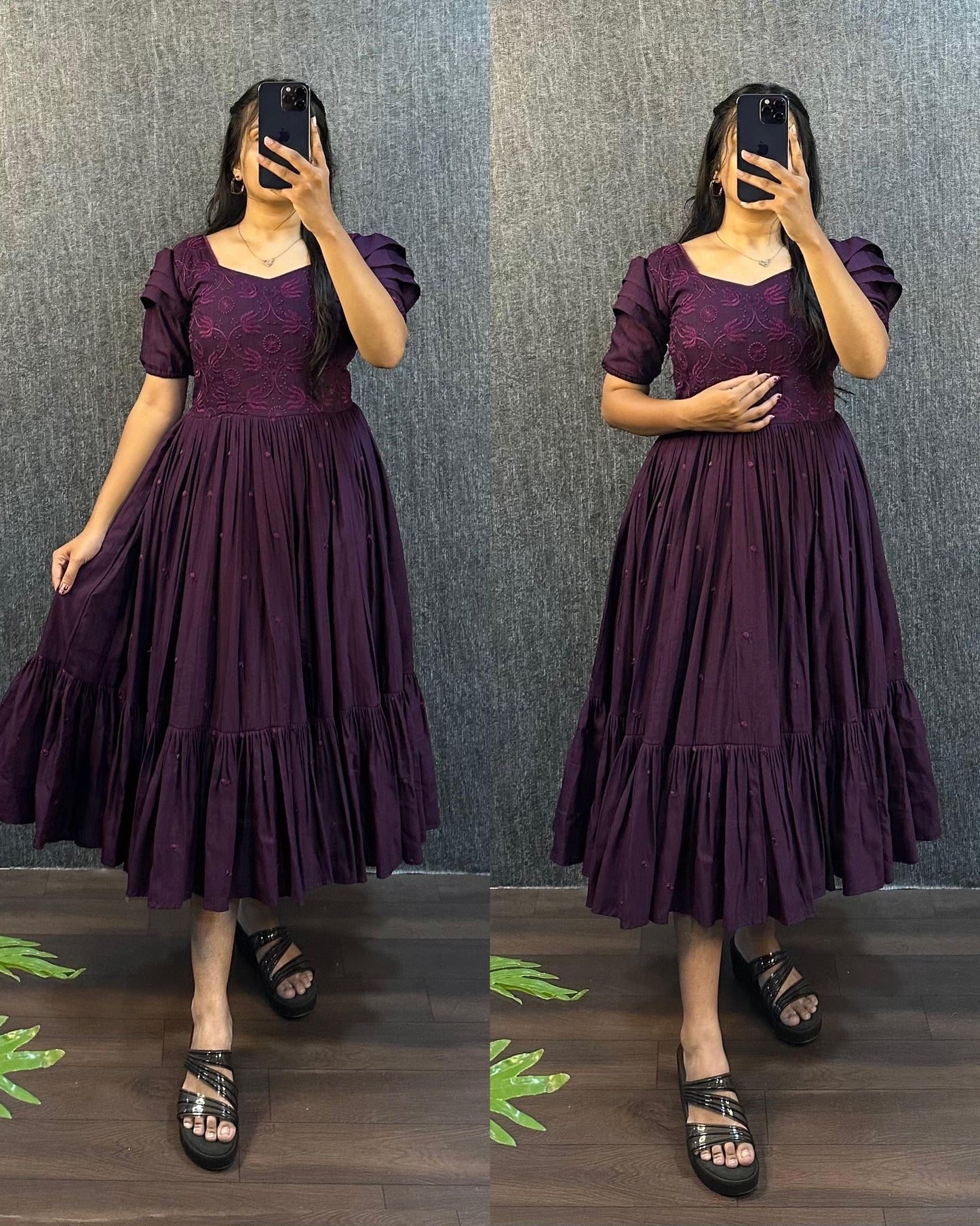 Sundari work gowns with unique style hands