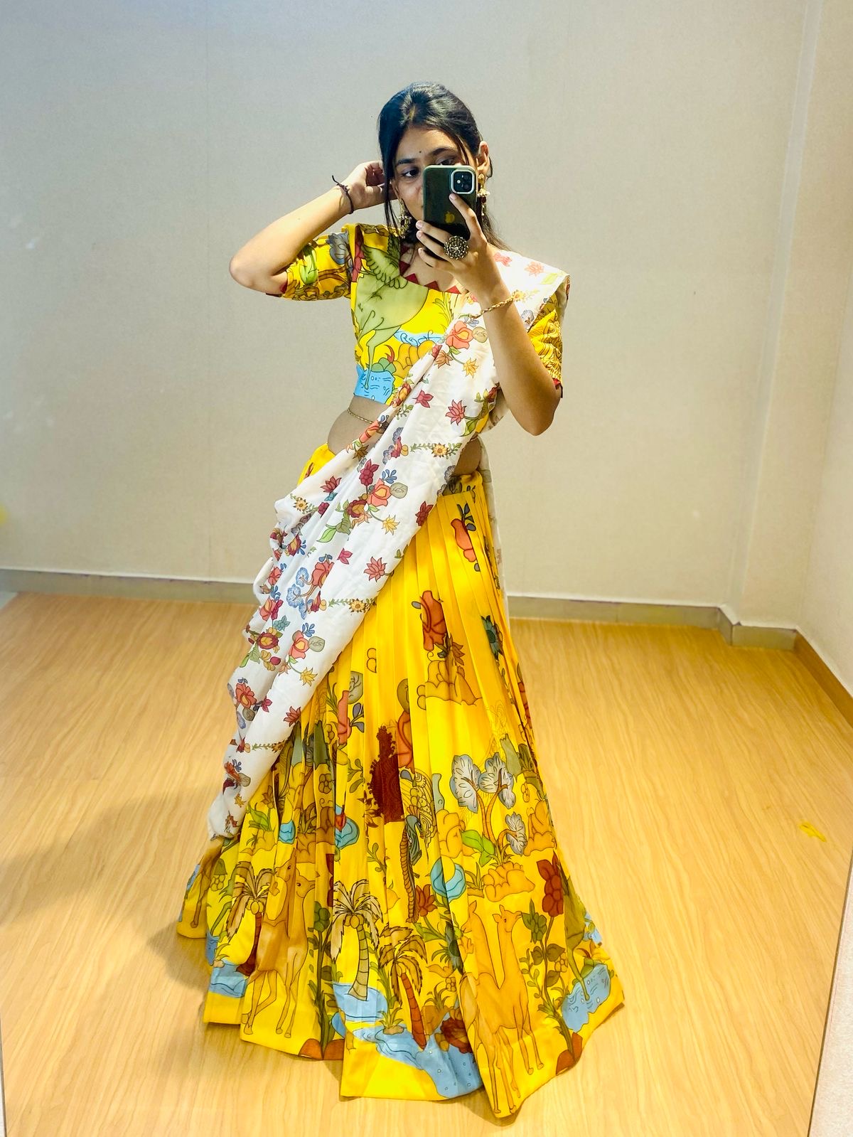 Kalamkari Fully Stitched lehenga set