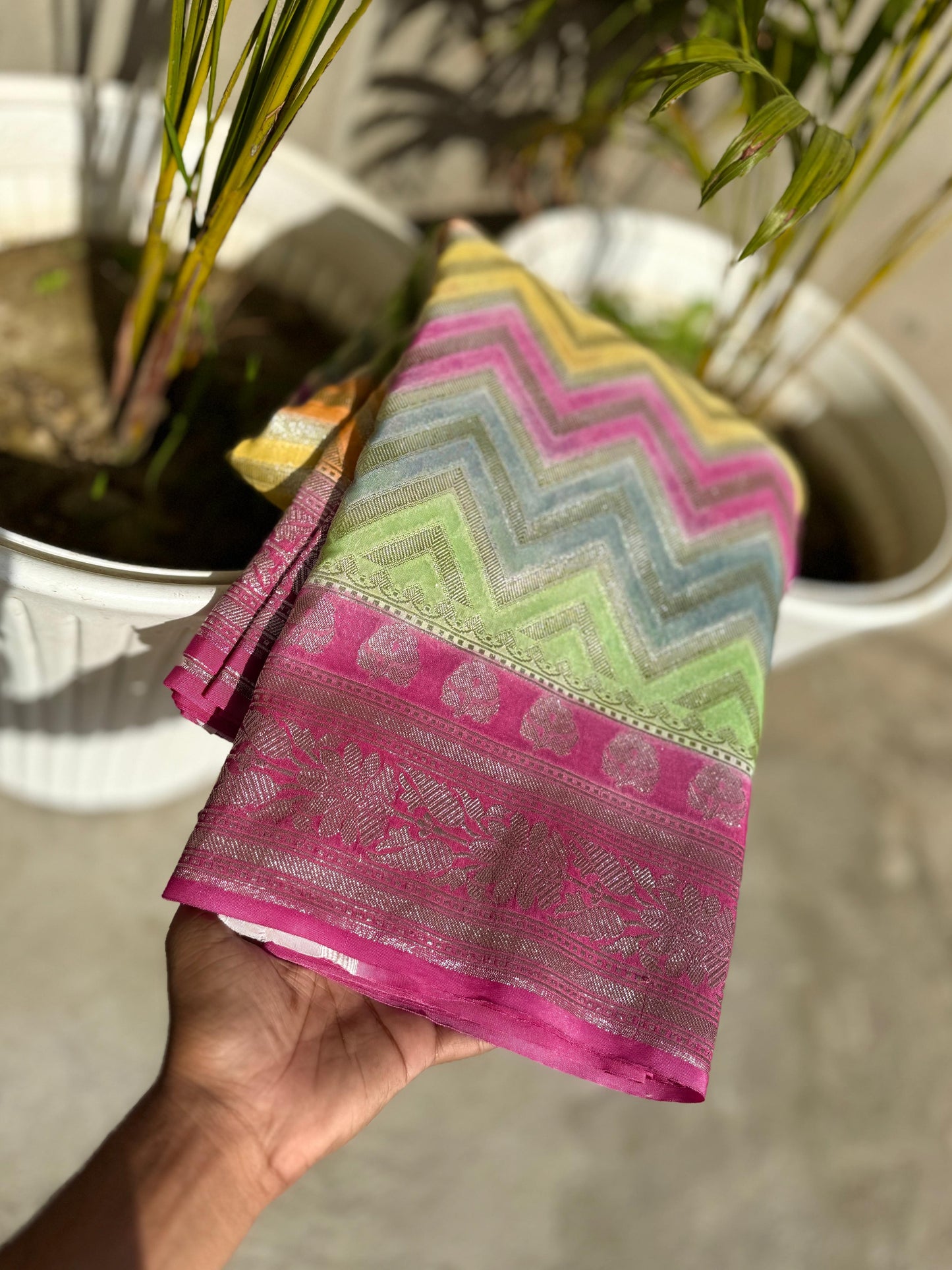 Rainbow Multi Pure Georgette Luxe saree