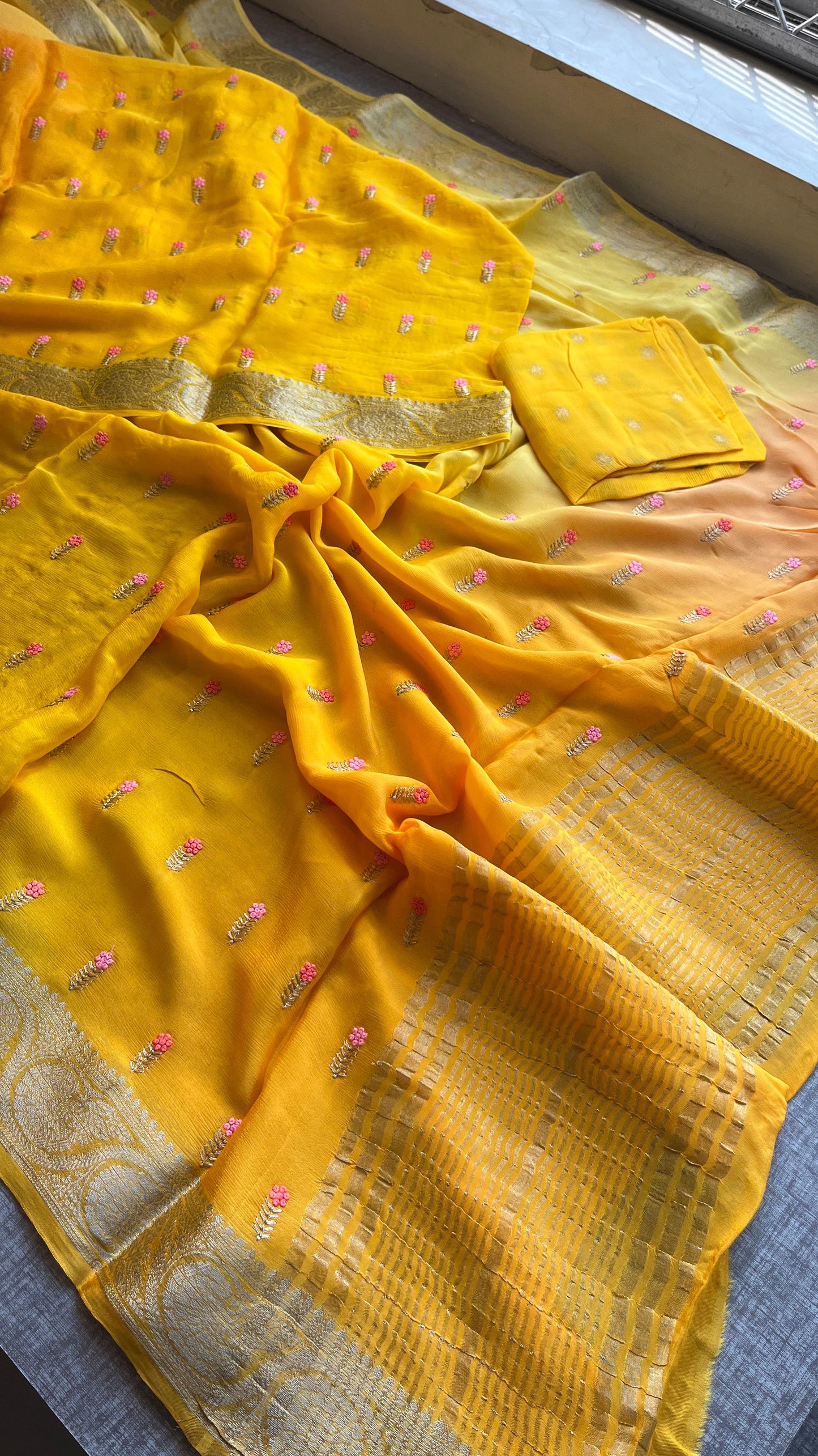 Luxe Pure Chinon Crepe Embroidery sarees
