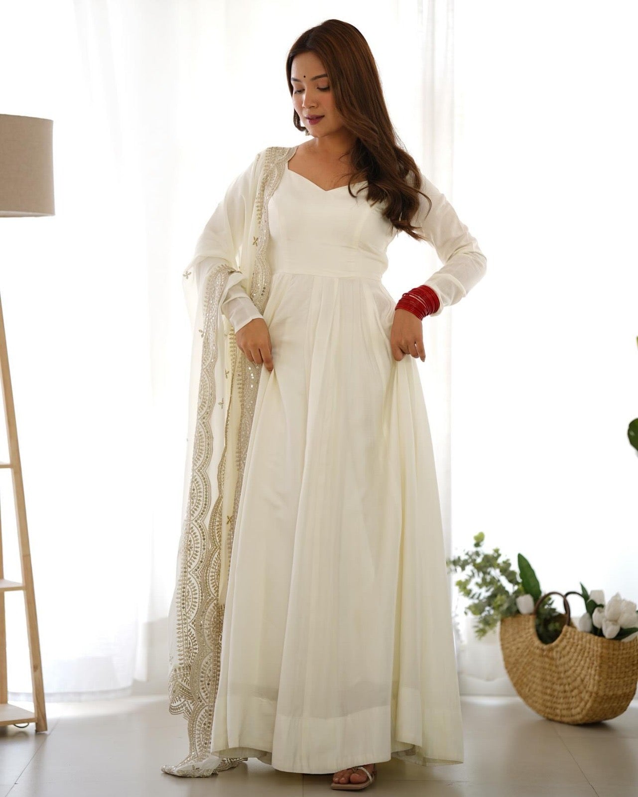 Celebrate Style Anarkali Gowns with cutwork dupatta