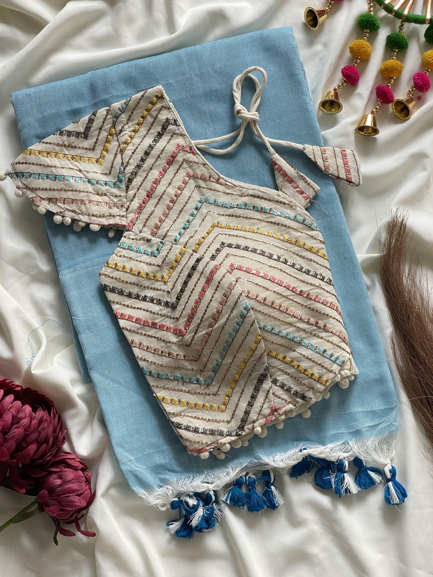 Khadi cotton with Heavy Embroidery work blouse