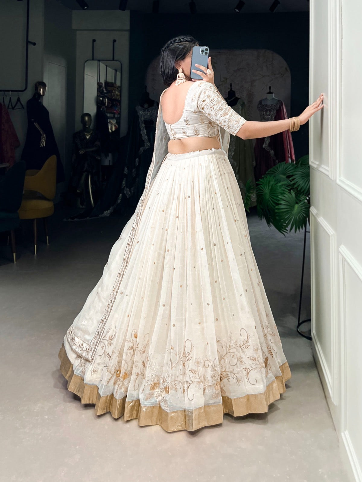 Glam Silver Glossy lehengas