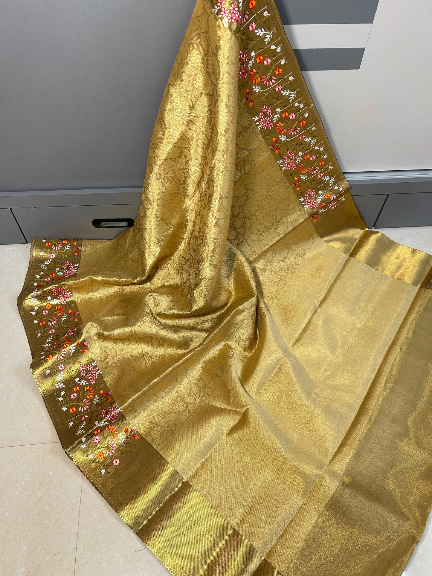 Embroidery Work saree tissue saree budget