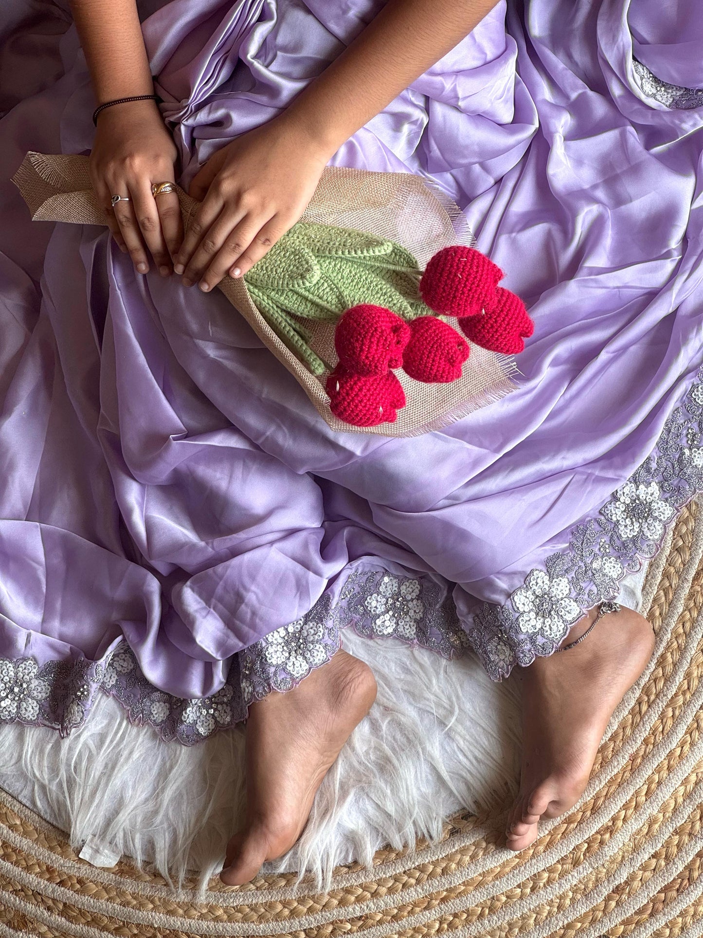 Luxe saree Lavender 1 min saree with stitched blouse