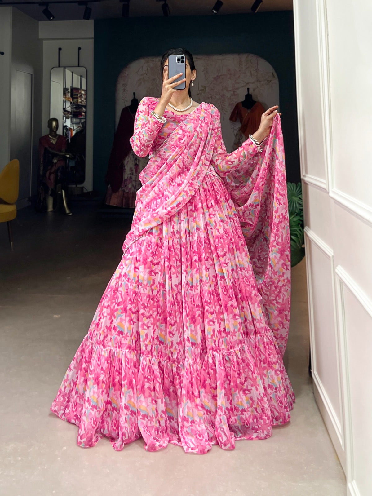 Floral Blend Georgette lehenga set