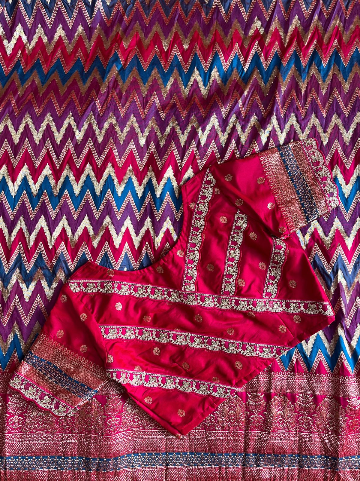 Banarasi Silk Saree with Stitched Blosue with lace (Celebrate inspired)