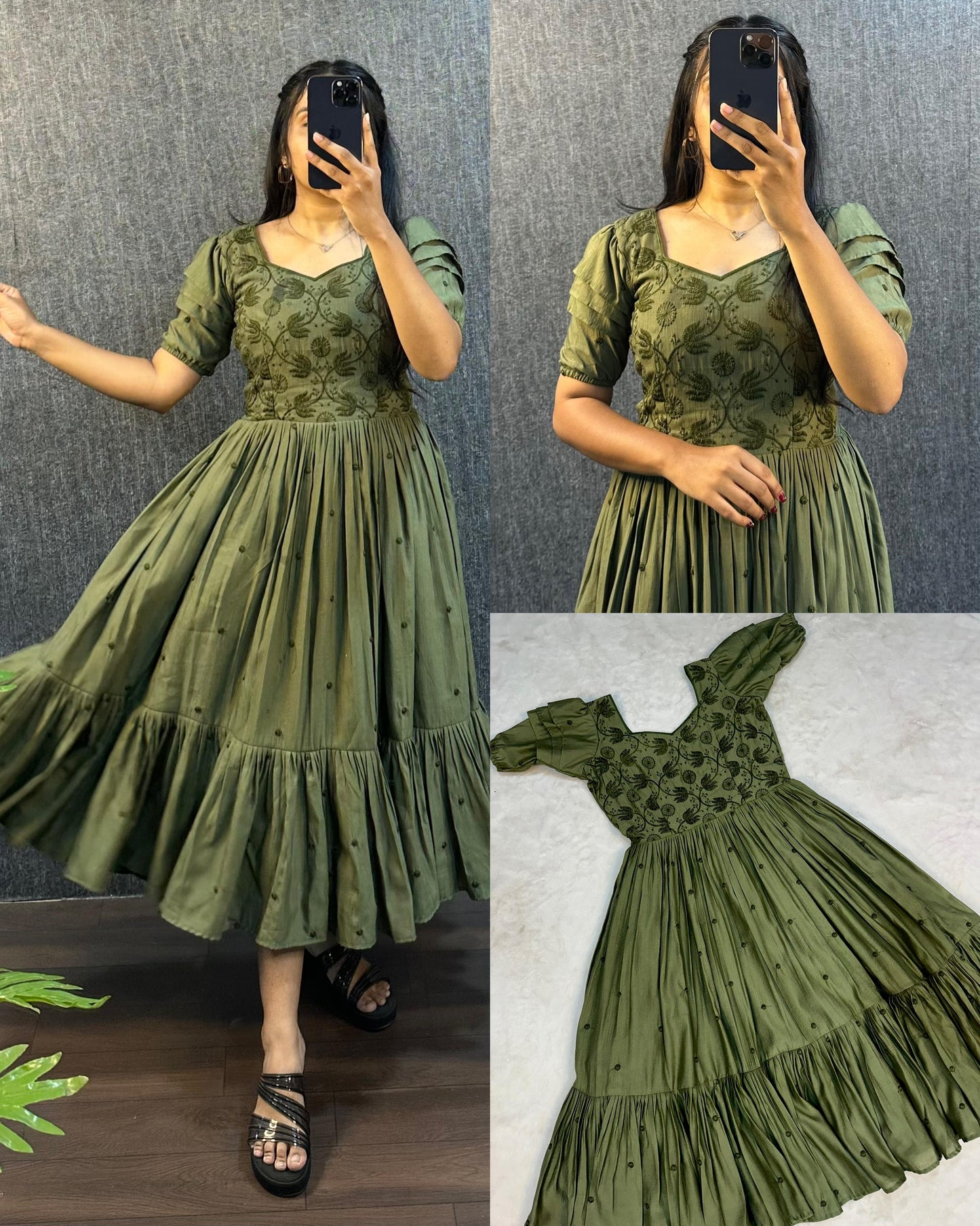 Sundari work gowns with unique style hands