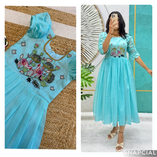 Kids Kora Gowns with embroidery work