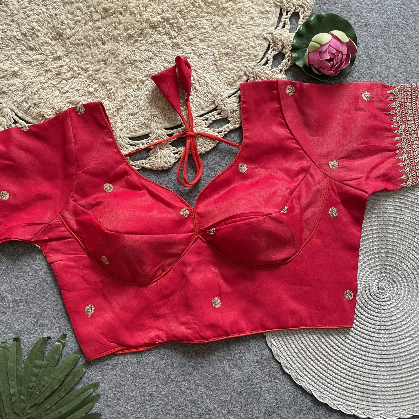 Tissue Saree with stitched blouse budget friendly