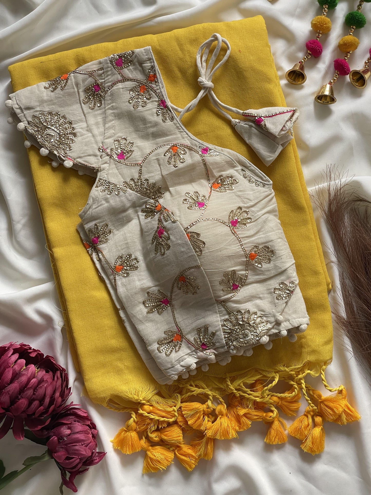 Khadi cotton with Heavy Embroidery work blouse