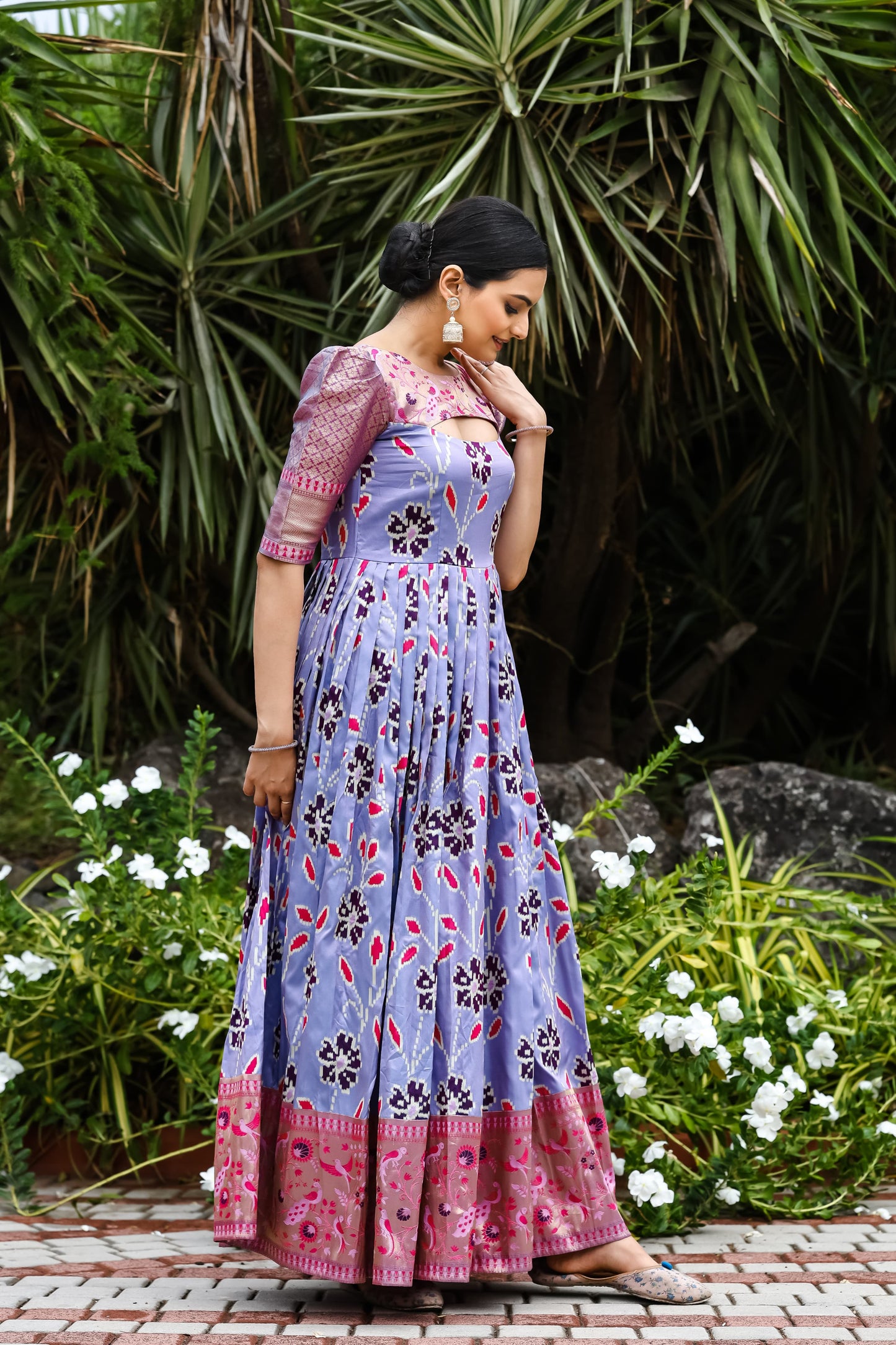 Orange Soft Silk Weaving Gown
