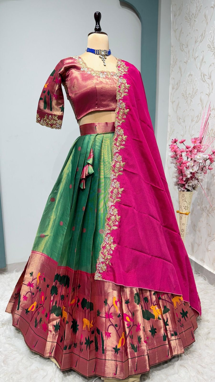 Two tone Paithani lehenga
