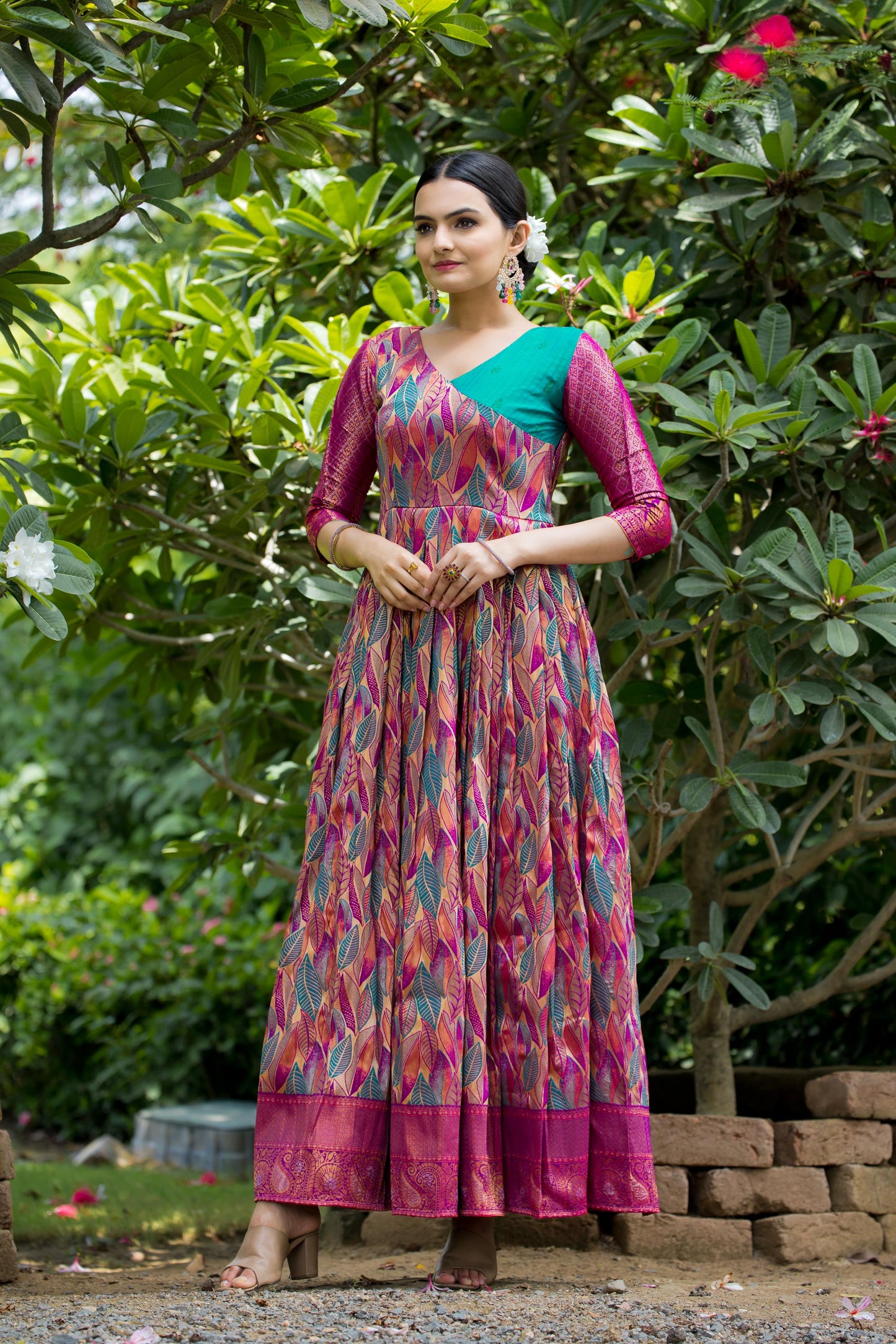 Banarasi Soft silk copper weaving gowns