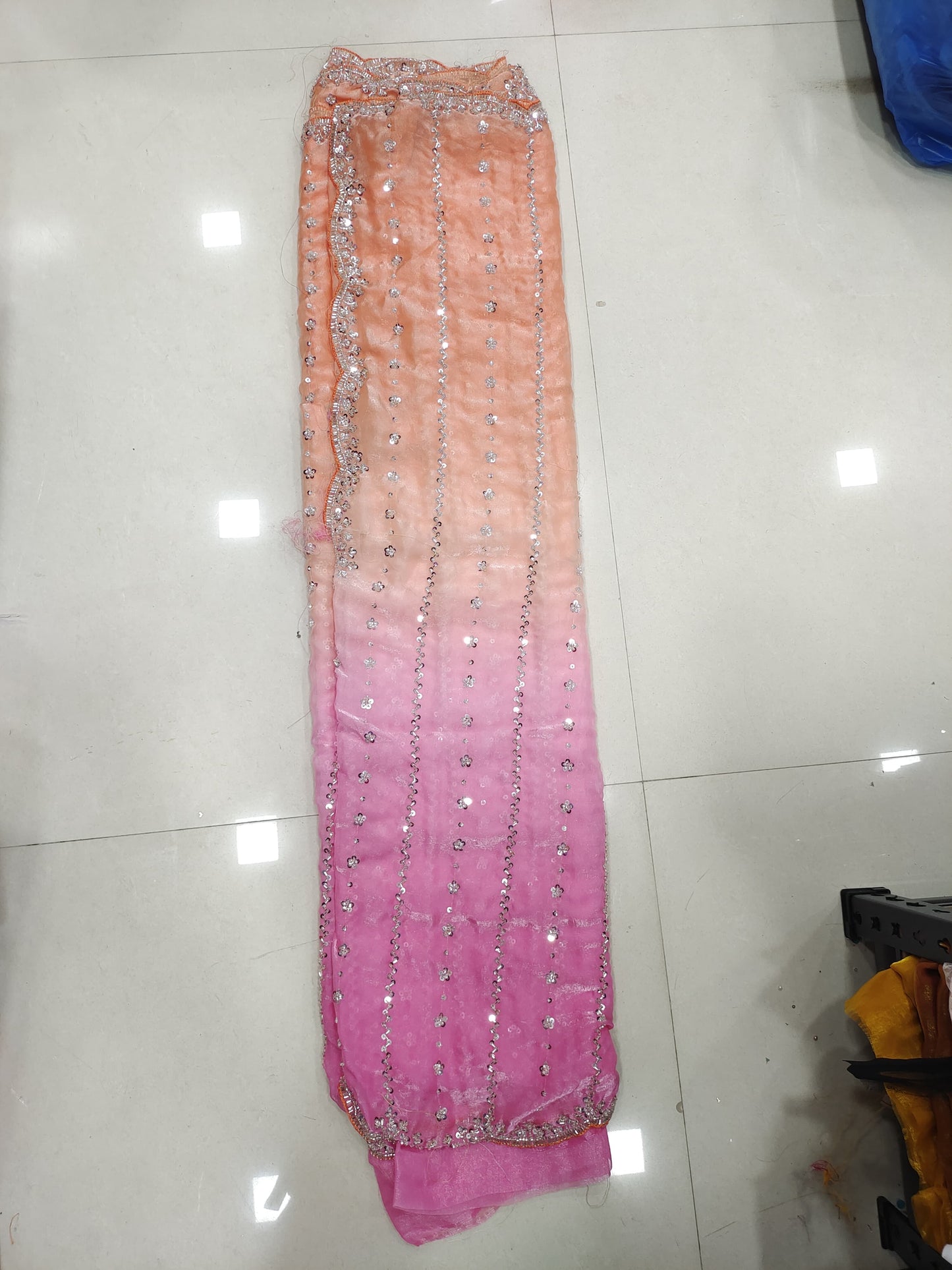 Fandy silk duel shade luxe beads sarees