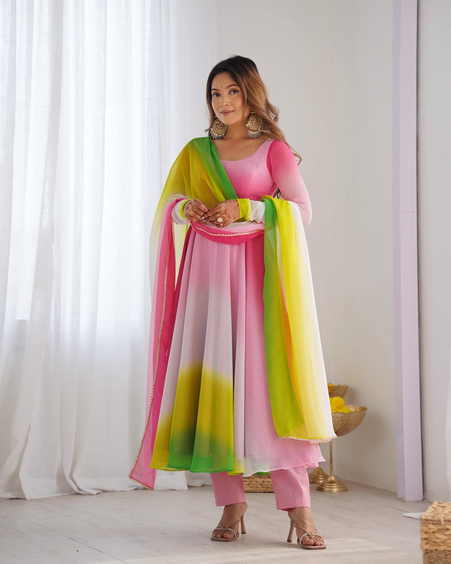Rainbow Anarkali gowns