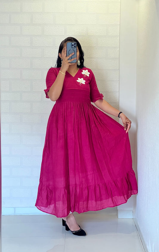 Hand work Mul Cotton party wear gowns