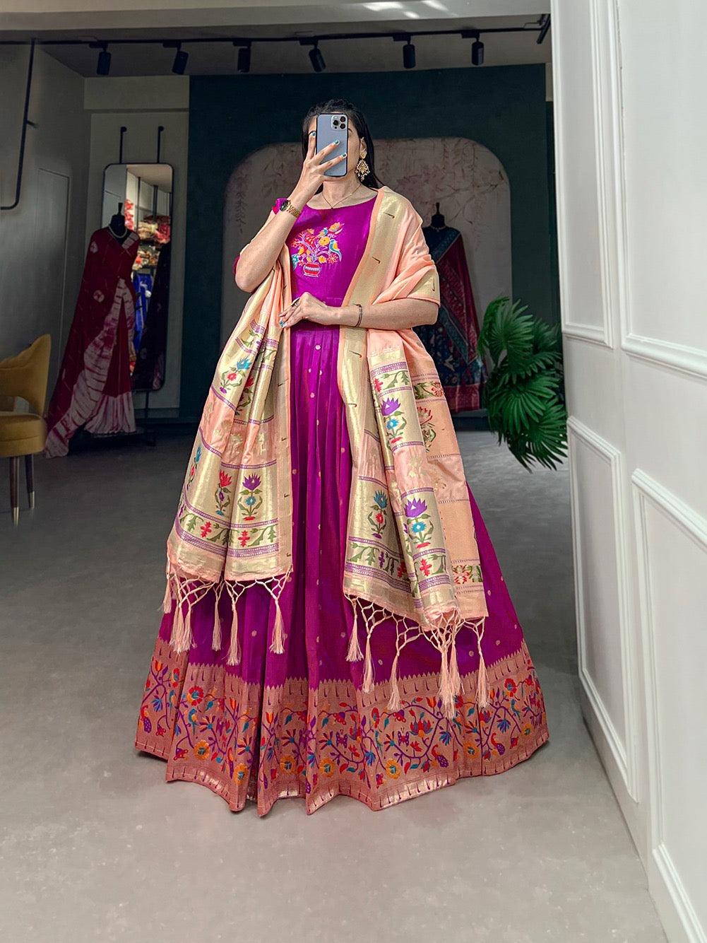 Paithani Gowns with weaving dupatta