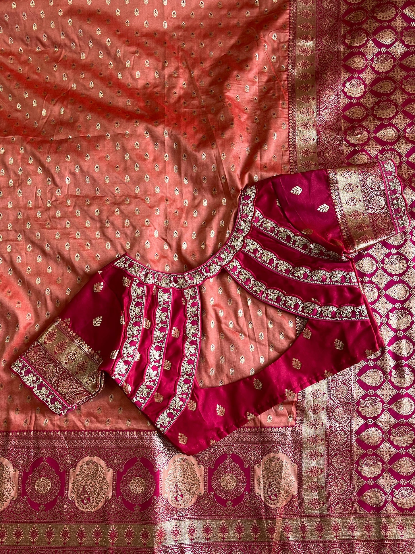 Weaving Banarasi saree with stitched blouse