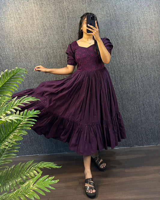 Sundari work gowns with unique style hands