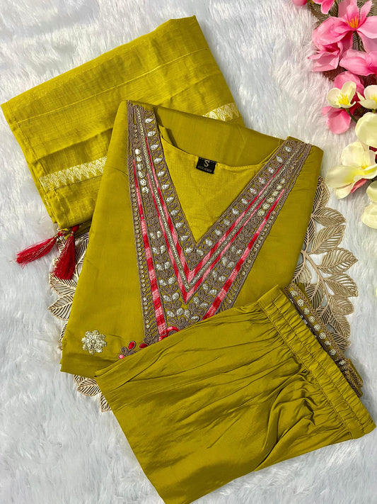 3 Pieces Embroidery Kurti Sets